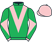 Emerald green, pink chevron, pink and emerald green diabolo on sleeves, pink cap}
