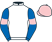 White, royal blue sleeves, pink armlets, pink cap}