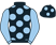 Black, light blue spots, light blue sleeves, light blue spots on cap}