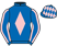 Royal blue, pink diamond, pink seams on sleeves, royal blue cap, pink diamonds}