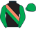 Black, green and tangerine sash, green sleeves and cap}
