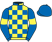 Royal blue and yellow check, royal blue sleeves, yellow armlets, royal blue cap}