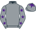 Grey, purple stars on sleeves, grey cap, purple star}