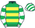 Emerald green & yellow hoops, white & emerald green hooped sleeves, white & emerald green striped cap}