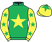 Emerald green, yellow star, yellow sleeves, emerald green stars, yellow cap, emerald green star}