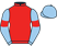 Red, light blue sleeves, red armlets, light blue cap}
