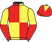 Red and yellow quartered, halved sleeves, yellow diamond on cap}
