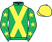 Emerald green, yellow cross belts, emerald green sleeves, yellow stars, yellow cap}