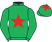 Emerald green, red star and star on cap}