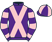 Purple, pink cross belts, hooped sleeves, quartered cap}