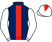 Dark blue, red panel, white sleeves, white cap, red diamond}