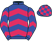 Blue, cerise chevrons, blue sleeves, cerise chevrons, checked cap}