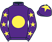 Purple, yellow disc, purple sleeves, yellow stars, purple cap, yellow star}