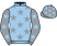 Light blue, grey stars, grey sleeves, light blue stars and cap}