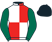 White and red (quartered), dark green sleeves, black cap}