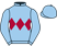 Light blue, maroon triple diamond}