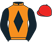 Orange, black diamond and sleeves, red cap}