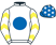 White, royal blue disc, white and yellow chevrons on sleeves, royal blue cap, white stars}