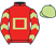 Red, light green hollow box, light green chevrons on sleeves, light green cap}