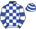 Blue and white checks, hooped sleeves and cap}