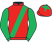 Red, emerald green sash and sleeves, red cap, emerald green star}