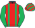Red, emerald green braces and sleeves, red and emerald green striped cap}