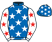 Royal blue, white stars, white sleeves, red stars}