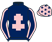 Dark blue, pink cross of lorraine, pink seams on sleeves, pink cap, dark blue stars}