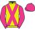 Yellow, pink crossed sashes and sleeves, yellow cap}