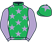 Emerald green, mauve stars, sleeves and star on cap}