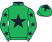 Emerald green, black star, emerald green sleeves, black stars, emerald green cap, black star}