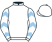 White, light blue chevrons on sleeves}