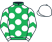 Emerald green, white spots, white sleeves, emerald green chevrons, white cap}