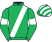 Emerald green, white sash, white armlet, striped cap}