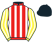 Red & white stripes, yellow & white striped sleeves, black cap}