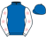 Royal blue, white sleeves, pink stars}
