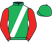 Emerald green, white sash, red sleeves, emerald green cap}