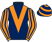 Dark blue, orange chevron, orange and dark blue striped sleeves, dark blue and orange hooped cap}