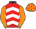 Red and white chevrons, orange sleeves, orange cap, red stars