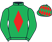 Emerald green, red diamond, red diamonds on cap}