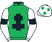 Emerald green, black cross of lorraine, white sleeves, black armlets, white cap, emerald green spots}