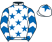 White, royal blue stars, royal blue and white chevrons on sleeves, white cap, royal blue star