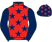 Red, dark blue stars and sleeves, dark blue cap, red stars}