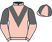 Pink, dark grey chevron, dark grey and pink halved sleeves, quartered cap}