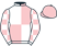 White and pink quartered, check sleeves, pink cap}