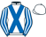 White, royal blue cross belts, royal blue and white striped sleeves}