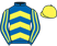 Royal blue and yellow chevrons, striped sleeves, yellow cap}