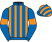 Royal blue and orange stripes, royal blue sleeves, orange armlets}