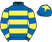 Royal blue and yellow hoops, yellow star on cap}