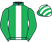 Emerald green, white panel, striped cap}